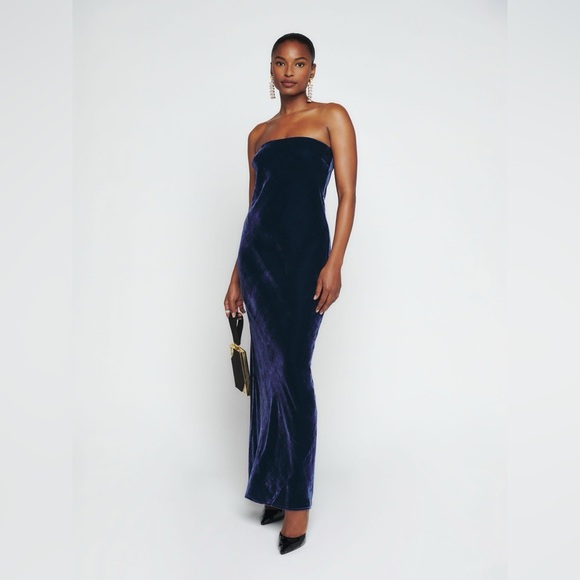 Reformation Sylvania Velvet Dress Maxi Elegant Strapless XL - Picture 1 of 7